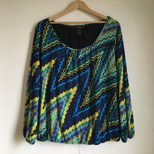 Style & Co. Electric Punk Rock Misfit Bolt Rhinestone Blouse